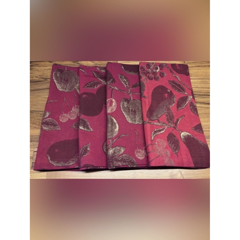 Crate & Barrel Marimekko Julia Cloth Napkins Set of 10, Burgundy, 100% Cotton